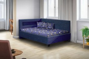 Nabytekmorava Čalúnená posteľ s úložným priestorom Mia Robin 160 cm s LED osvetlením matrac: matrace sendvičová 17 cm, farebné čalúnenie: modrá, úložný priestor: bez úložného priestoru