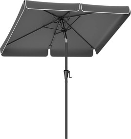 Slnečník 200 × 150 cm, obdĺžnikový balkónový slnečník, ochrana pred slnkom UPF 50+, bez podstavca, šedý
