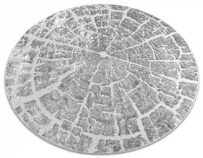 Moderný MEFE koberec okrúhly  6185  Peň stromu, sivý