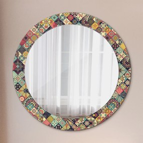Okrúhle ozdobné zrkadlo Etnický kvetinový fi 70 cm