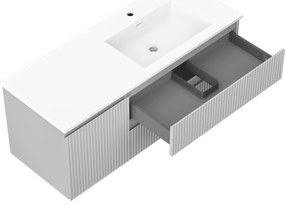 Mexen Rivel, kúpeľňová skrinka 120 cm s pravým umývadlom Otis, 2S, 1D, drážkovaná, šedá/biela matná, 91A23-12047-3-BBFFF62-W18P01