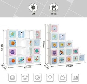 Detský regál so 16 priehradkami SONGMICS LPC902W
