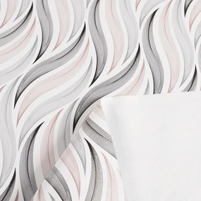 PVC obrus Sivo-čierno-vínové designové vlnky na bielom PV-199 - metráž š. 140 cm