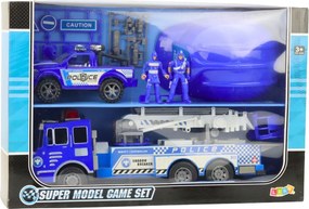 LEAN Toys Veľká policajná súprava figúrky prilba pre dieťa modrá