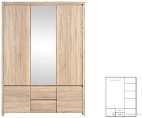 Šatníková skriňa BRW Kaspian SZF5D2S (Dub sonoma). Akcia -31%. Vlastná spoľahlivá doprava až k Vám domov. 798018