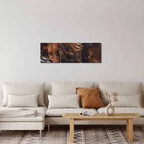 Obraz ležiacich psov (s hodinami) (90x30 cm)