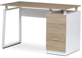 Kancelársky stôl 3218 SON, biely a dub Sonoma