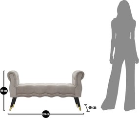 Lavica Paris 120 cm zamat šedá/zlatá