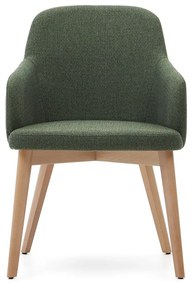 Tmavozelené čalúnené jedálenské kreslo s podrúčkami Nelida – Kave Home