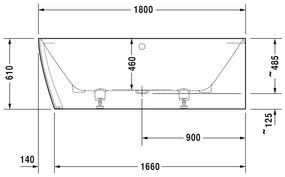Duravit DuraSquare - Vaňa do pravého rohu 1800x800 mm s panelom a podstavcom, biela 700428000000000