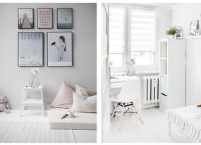 Detská stolná lampa Diamond, 1x biele textilné tienidlo so vzorom, d