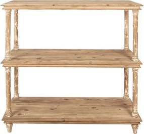 Prírodný antik drevený konzolový stolík / regál Bookrino - 110*40*113 cm