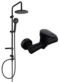 Mexen Carl sprchový set s dažďovou sprchou a sprchovou batériou Kama, čierna matná, 72540240-70