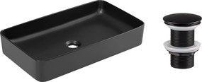 Comad Keramické umývadlo na dosku UM-SLIM 60 čierne 61x34 + výpusť Click-Clack, čierna