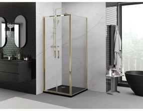 Mexen Exo, výklopný sprchový kút 90 x 90 cm, číre sklo, zlatá, 814-090-090-50-00