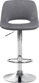 Barová stolička Camden - zamat, chróm rám - Tmavo sivá
