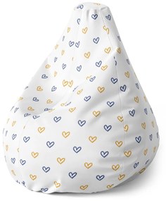 Sablio Sedací vak Pear Maľované srdce na bielej - 70 x 95 x 15 cm