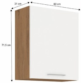 Horná kuchynská skrinka 60 G-72 1F Velaga (biely lesk + dub lancelot). Vlastná spoľahlivá doprava až k Vám domov. 1015517
