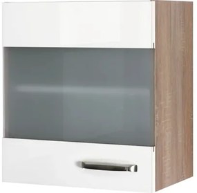 Kuchynská skrinka horná so sklenenými dvierkami Flex Well Valero šírka 50 cm biela vysoko lesklá