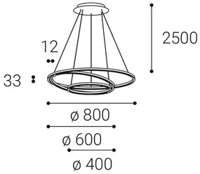 LED2 Závesné LED osvetlenie na lanku CIRCLE, 136W, teplá biela, kruhové, biele