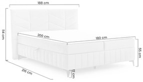 Posteľ Boxspring Penia 180x200 s úložným priestorom - popolový hydrofóbny zamat Element 24