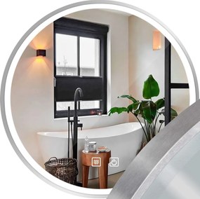 Okrúhle dotykové zrkadlo s LED osvetlením MMJ 70 cm strieborné