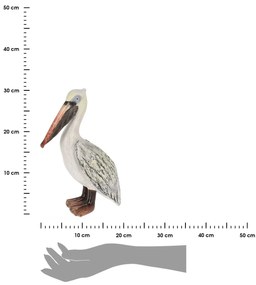 Záhradná figúrka z polyresinu Pelican, 29 cm, biela