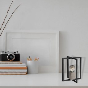 Stolná lampa Ralph, 1x drevené/čierne kovové tienidlo, b