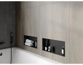 Mexen X-Wall-NR, polička na zapustenie pod obklad bez goliera 45 x 20 cm, čierna matná, 1971452010