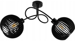 BERGE LED stropné svietidlo 2XE27, drevené, čierne