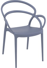 MILA záhradná stolička s podrúčkami dark grey