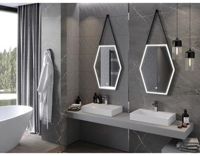Mexen Orla, LED kúpeľňové zrkadlo s podsvietením a čiernym rámom 60x80 cm, 6000K, ochrana proti zahmlievaniu, 9815-060-080-611-70