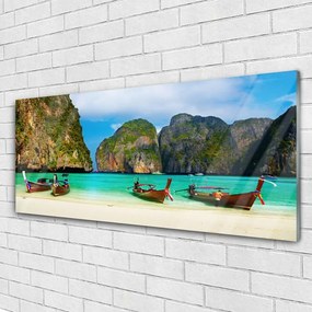 Obraz na akrylátovom skle Pláž more hory príroda 125x50 cm