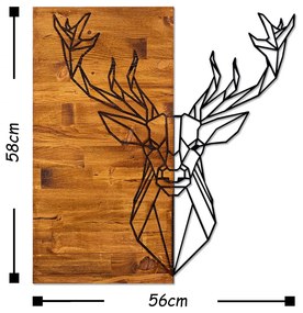 Nástenná dekorácia Agac jeleň orech/čierna