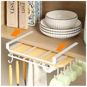 Závesný kuchynský organizér s háčikmi RAXIMO, biely