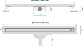 Rea Neox Slim Pro Gold, odtokový sprchový žľab 90 cm, zlatá lesklá, REA-G5805