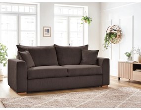 Hnedá menčestrová rozkladacia pohovka 225 cm Augustin – Bobochic Paris