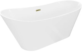 Mexen Dora, voľne stojaca vaňa 150 x 75 cm, biela, zlatý lesklý prepad, 52071507500-50