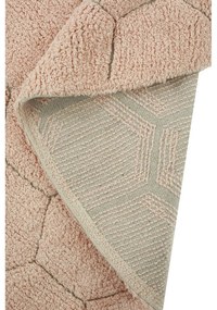 Svetloružový prateľný ručne tkaný bavlnený okrúhly koberec ø 140 cm Honeycomb Rose – Lorena Canals