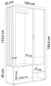 Predsieňová stena MIO 100 cm zelená
