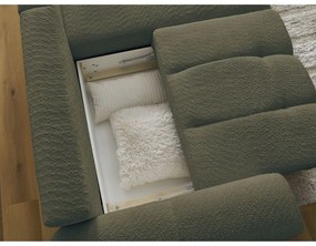 Khaki rozkladacia/s úložným priestorom rohová pohovka z textílie buklé (pravý roh/s leňoškou) Roxelane – Bobochic Paris