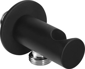 Sapho Držiak sprchy okrúhly, pevný, s vyústením, čierna mat SG203NE