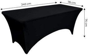 Univerzálny obrus na cateringový stôl, 240 cm, čierny elastický, MultiGarden
