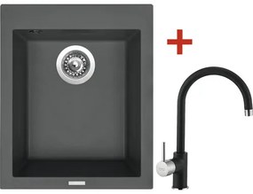 Granitový drez Sinks Cube 410 s batériou Vitalia GR 500x410 mm čierny