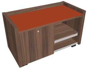 Mobilný kontajner Verno 100 x 50 cm so sklom, ľavý, orech / oranžová