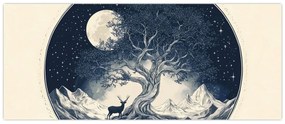 Obraz – Magický strom s jeleňom I. (120x50 cm)