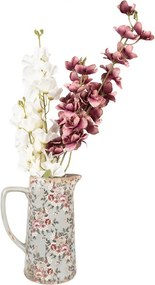 Šedý keramický dekoračný džbán s kvetmi Floria L - 21*14*26 cm