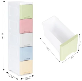 Regál na kolieskach s 5 zásuvkami Pastel MB0019-05A