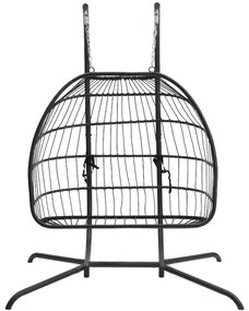 Závesné hojdacie dvojkreslo CUBA čierne - sivé vankúše