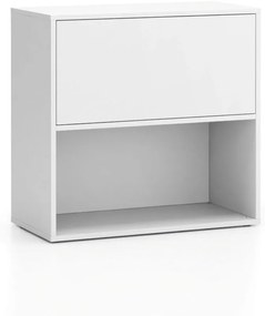 PLAN Kancelársky policový regál LAYERS, krátky, 1 box, 800 x 400 x 777, biela